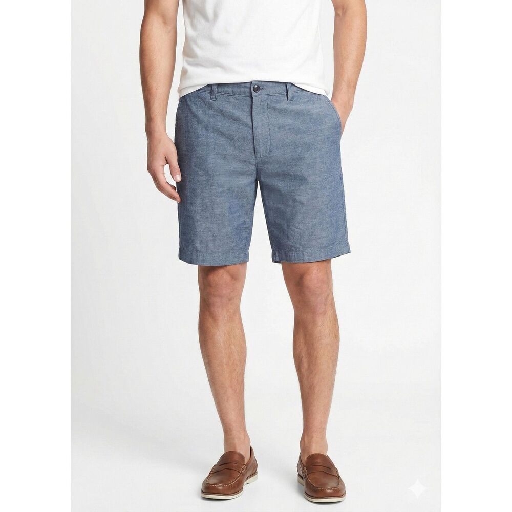 Banana Republic Aiden Chino Shorts 33 Blue Flat Front Business Casual